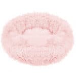Pat pentru caini si pisici, cu husa detasabila, roz deschis, diametru 50cm Mob360