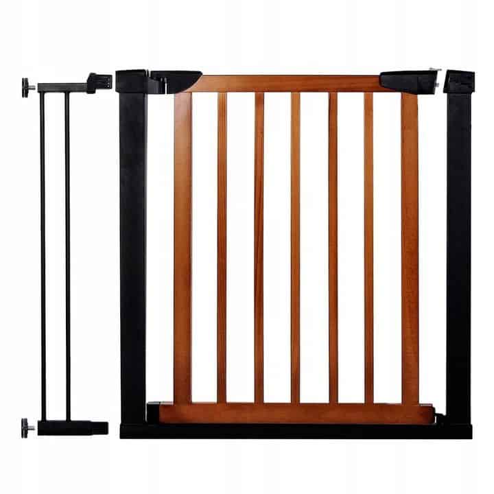 2m Poarta de siguranta Safety Gate pentru scari, ajustabila 90-96 cm, din otel si lemn, negru maro Mob360 - imagine 1