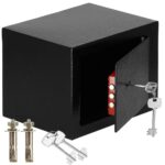 Seif standard cu cheie, 170x230x170 mm, Otel, Negru Mob360 - imagine 3