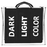 Cos de rufe cu 3 compartimente, cadru aluminiu, 68x40x60cm, 146 litri, negru Mob360 - imagine 3