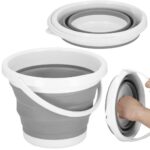 Lighean pliabil, rotund, din plastic si silicon, 25x19cm, 5litri, gri Mob360 - imagine 3