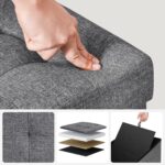 Taburet pliabil cu sezut moale, spatiu de depozitare 120litri, maxim 300kg, 110x38x38cm, gri Mob360 - imagine 3