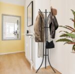 Cuier hol metalic 170 cm, design minimalist, negru Mob360 - imagine 4