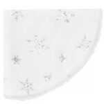 Covoras de pus sub bradul de Craciun, 90 cm, imitatie blana alba cu paiete argintii Mob360 - imagine 4