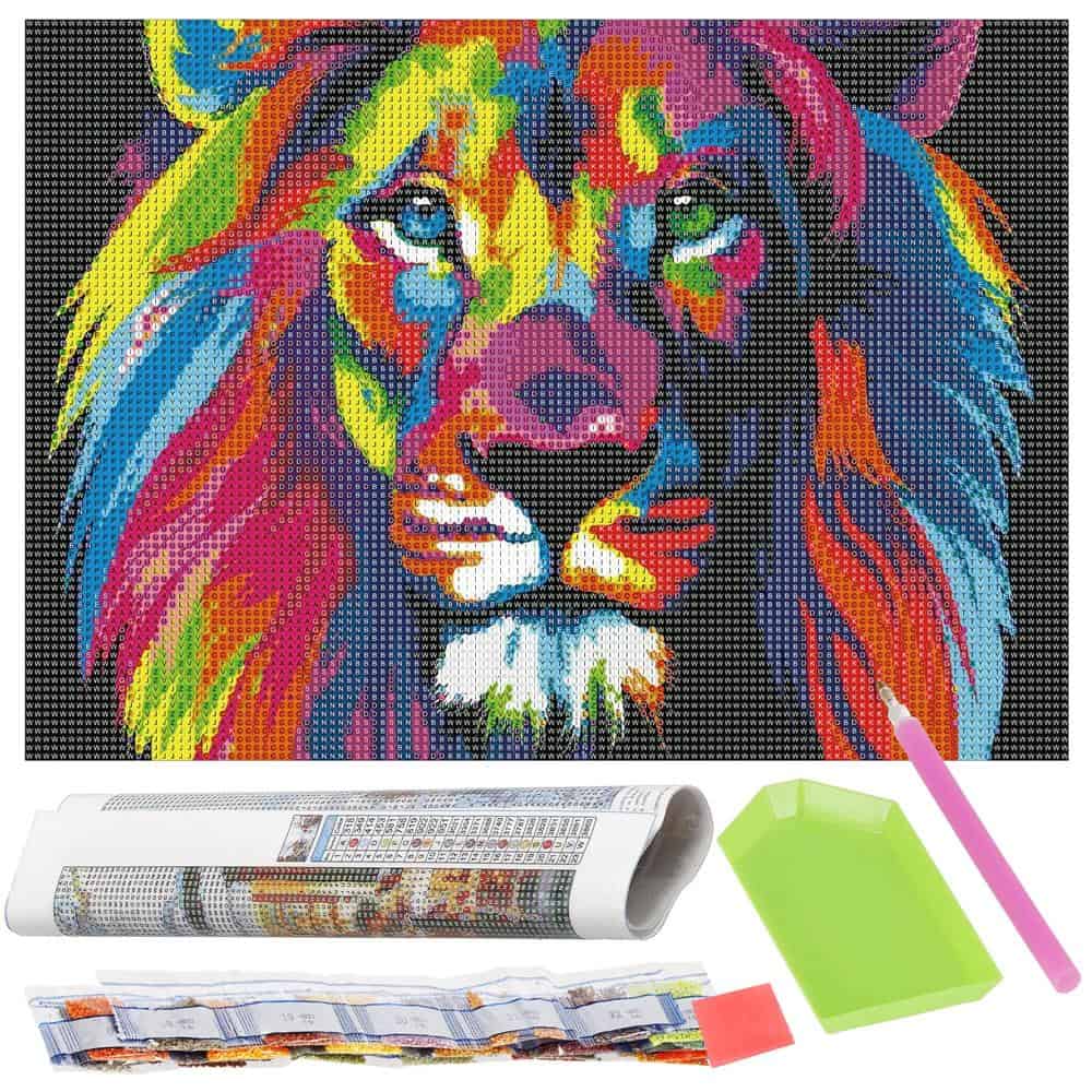 3-21 Set de broderie cu diamante 5D, 30x40cm, model Leu Mob360 - imagine 1