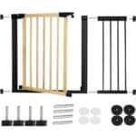 Poarta de siguranta Safety Gate pentru scari, ajustabila, din lemn cu structura otel, 103-110cm, negru maro Mob360 - imagine 4
