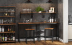 VASAGLE Set masa de bar cu 2 scaune, cadru din otel, blat lemn, design industrial, 100x40x90cm, maro rustic si negru Mob360 - imagine 4