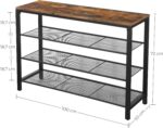 VASAGLE Raft pentru pantofi cu 3 polite, 100x30x72cm, otel, stil industrial, maro rustic si negru Mob360 - imagine 3