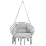 Scaun rotund tip leagan suspendat cu perna Confort Plus casa sau gradina, gri Mob360 - imagine 3