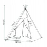 Cort copii stil indian Teepee Tent cu fereastra, covoras gros si 2 perne, alb albastru inchis cu stelute Mob360 - imagine 4