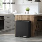 Cos de gunoi din inox cu 2 compartimente colectare selectiva, cu galeti interioare, 2x30litri, negru Mob360 - imagine 3