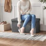 Taburet pliabil cu sezut moale, spatiu de depozitare 80litri, maxim 300kg, 76x38x38cm, gri Mob360 - imagine 3