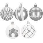 Set globuri de Craciun cu modele de sarbatori, 30 bucati, 6cm, argintiu Mob360 - imagine 4
