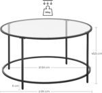 VASAGLE Masa de cafea rotunda, din sticla securizata cu cadru metalic, 84x84x45cm, negru Mob360 - imagine 3