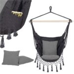 Hamac tip leagan suspendat pentru casa sau gradina, gri cu perne, 130x100cm, 150kg Mob360 - imagine 4