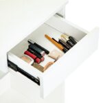 Masa de toaleta cu oglinda, rafturi si sertar, 75x40x136 cm, alb Mob360 - imagine 3