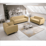 Canapea 3 locuri, piele ecologică bej, HOMKER - imagine 4