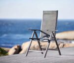 Set 4 scaune gradina 70x57x106 cm, pliante cu spatar reglabil 7 pozitii, structura otel si textilena, gri Mob360 - imagine 3