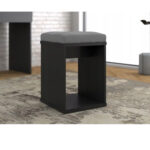 Taburet pentru masuta de toaleta cu sezut confortabil, 30x30x42 cm, negru Mob360 - imagine 4