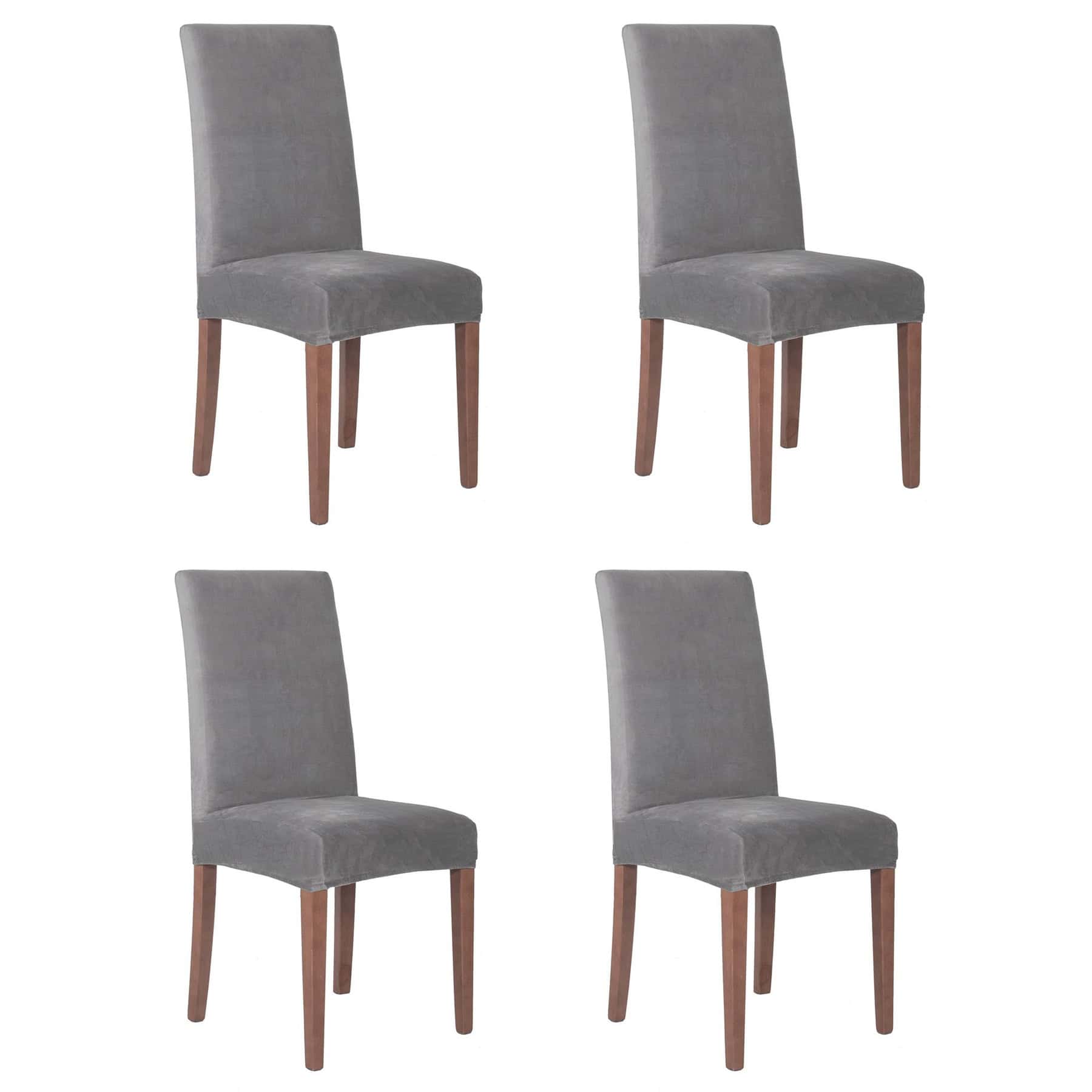 32 Set 4 huse universal pentru scaun, marime universala, poliester si spandex, 45 x 60 cm, catfiea gri Mob360 - imagine 1