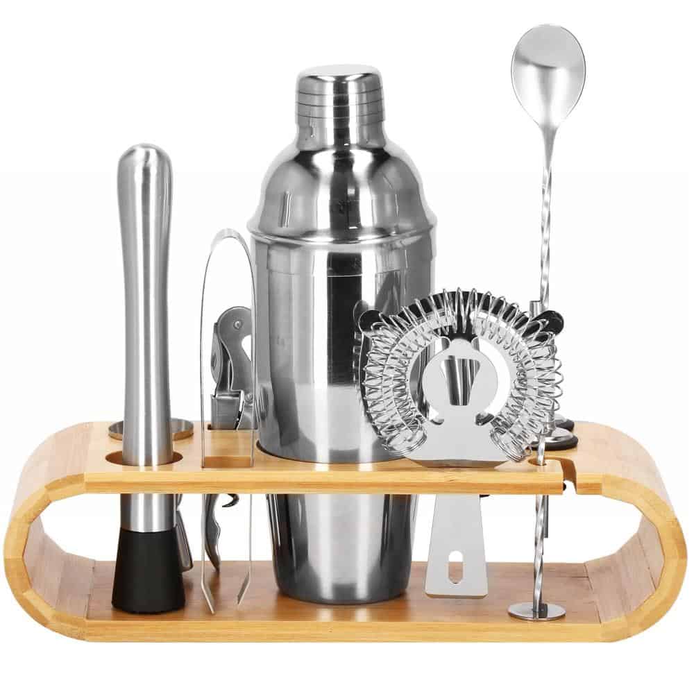 37-3 Set Cocktail Shaker Kit pentru barmani 750ml, KI25, suport bambus, 12 piese Mob360 - imagine 1