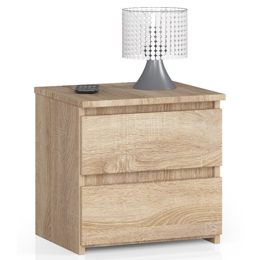 38160996 Noptiera cu 2 sertare, din PAL laminat, 40x35x40 cm, stejar sonoma Mob360 - imagine 1