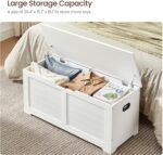 VASAGLE Banca cu spatiu de depozitare, pentru hol sau dormitor, din MDF, 40x100x46cm, alb Mob360 - imagine 4