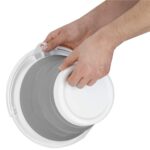 Lighean pliabil, rotund, din plastic si silicon, 25x19cm, 5litri, gri Mob360 - imagine 4