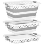 Cos de rufe pliabil tip lighean, cu manere, din plastic si silicon, 53x38x24cm, 24litri, gri Mob360 - imagine 5