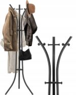 Cuier hol metalic 170 cm, design minimalist, negru Mob360 - imagine 5