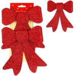 Set 2 ornamente pentru bradul de Craciun, fundita, 18cm, rosu Mob360 - imagine 5