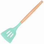 Set 12 ustensile de bucatarie din silicon termorezistent si maner din bambus, verde Mob360 - imagine 3