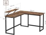 VASAGLE Birou in forma de L cu suport pentru monitor, cadru metalic, 140x130x76cm, maro rustic Mob360 - imagine 4
