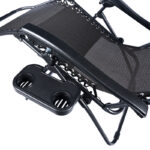 Sezlong pliabil cu parasolar si tetiera, reglabil in 2 pozitii, suport pahare, 174cm, gri Mob360 - imagine 4