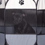 Tarc pliabil pentru animale de companie, diametru 91cm, gri crem Mob360 - imagine 4