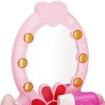 Masa toaleta pentru copii, cu taburet, 19 accesorii joaca, din plastic, 37x20x60 cm, roz Mob360 - imagine 5