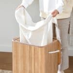 Cos de rufe din bambus, pliabil, cu captuseala detasabila lavabila, 72L, 40x30x60cm, natural Mob360 - imagine 4