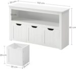 VASAGLE Comoda cu spatiu depozitare jucarii, 3 dulapuri mobile, 102x30x60 cm, alb Mob360 - imagine 4