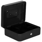 Caseta pentru bani tip cutie de valori, compartimentanta, cu cheie, metal, 30x24x9cm, negru Mob360 - imagine 5