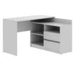 Birou colt Delta 120x50x75 cm cu comoda 100x42x72 cm, 2 sertare, montaj stanga/dreapta, alb Mob360