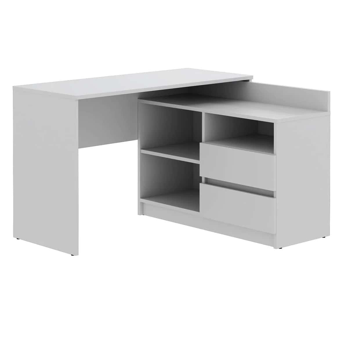 4-biroudelta Birou colt Delta 120x50x75 cm cu comoda 100x42x72 cm, 2 sertare, montaj stanga/dreapta, alb Mob360 - imagine 1