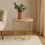 Masuta cafea rotunda Atmosphera Kumi, 40x41 cm, auriu Mob360 - imagine 3