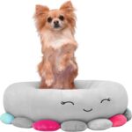 Pat pentru caini, cu margini groase ridicate, antiderapant, model meduza, 70x70x20 cm, gri Mob360 - imagine 5