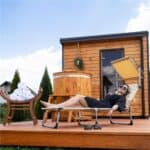 Sezlong pliabil cu parasolar, 188x57x38cm, sarcina 120kg, crem Mob360 - imagine 3