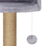 Ansamblu de joaca pentru pisici, cu loc pentru zgariat, ascuns, culcus, mingi, 129cm, gri Mob360 - imagine 5