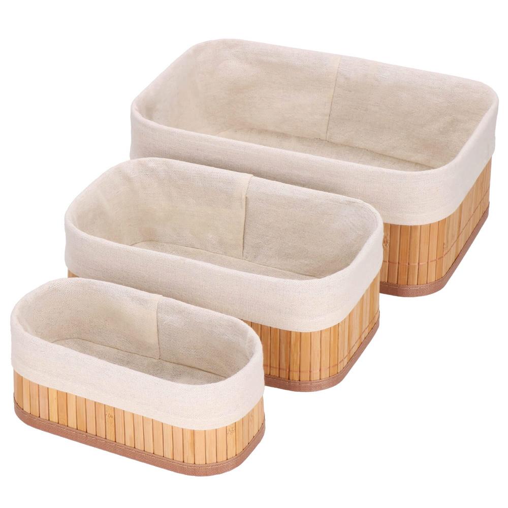 5-19 Set 3 cutii organizatoare din bambus, diverse dimensiuni, maro Mob360 - imagine 1