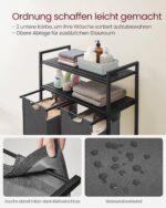 VASAGLE Cos de rufe, cu 2 saci detasabili, 2 rafturi, capacitate de 46L per sac, 73x33x92cm , negru si gri Mob360 - imagine 5