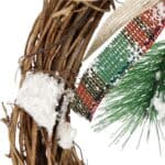 Coronita pentru Craciun, 20 cm, din crengi impletite, cu zapada, maro Mob360 - imagine 6