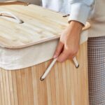 Cos de rufe din bambus, pliabil, cu captuseala detasabila lavabila, 72L, 40x30x60cm, natural Mob360 - imagine 5