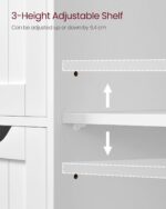 VASAGLE Dulap de depozitare pe podea pentru baie, din lemn, cu 4 sertare, 1 usa, rafturi reglabile, 30x55x82cm, alb Mob360 - imagine 5